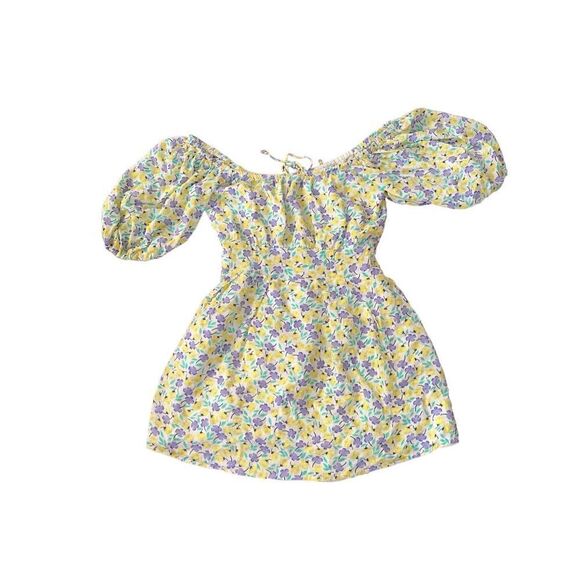 NEW WITH TAGS Spring Flowers Off the Shoulder Mini Dress with‎ zipper side Waist - Picture 4 of 5